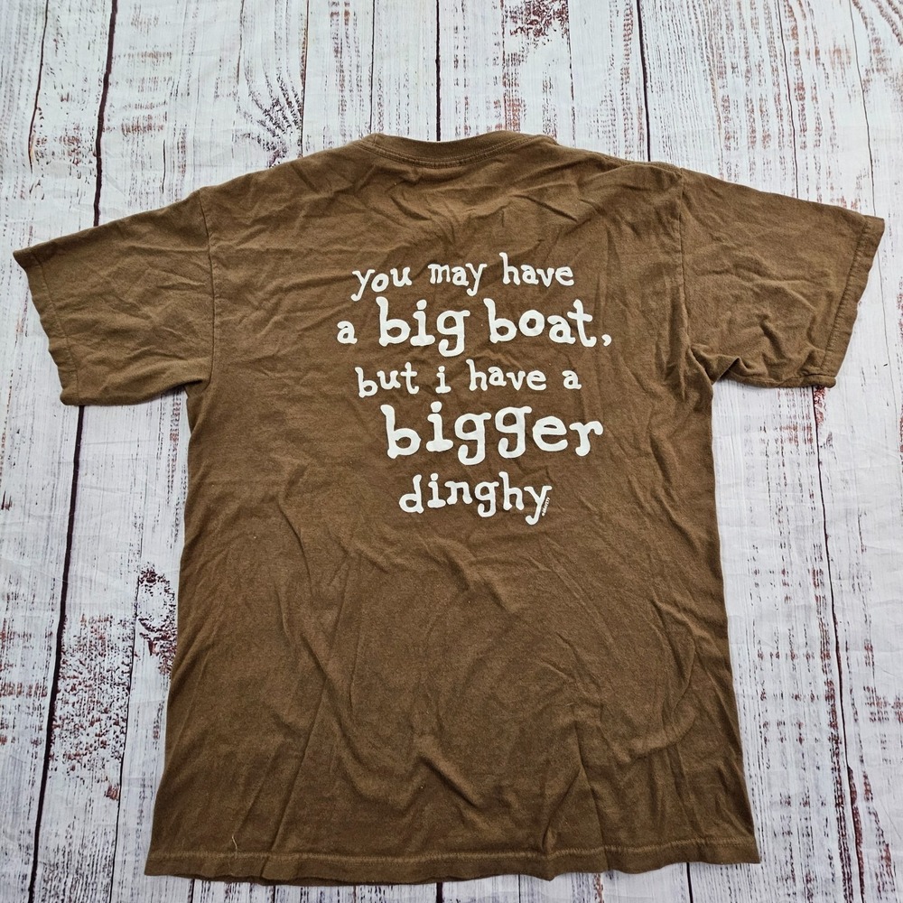 Big Boat Bigger Dinghy Turks & Caicos Brown Short Sleeve Cotton T-Shirt Men's M